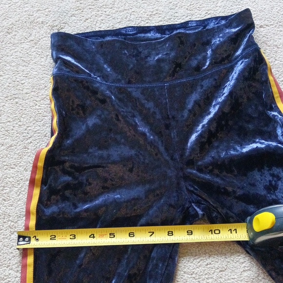 W13"-15" Aerie Velvet Hi-Rise Leggings in Blue with Yellow and Red Stripes - Picture 9 of 10